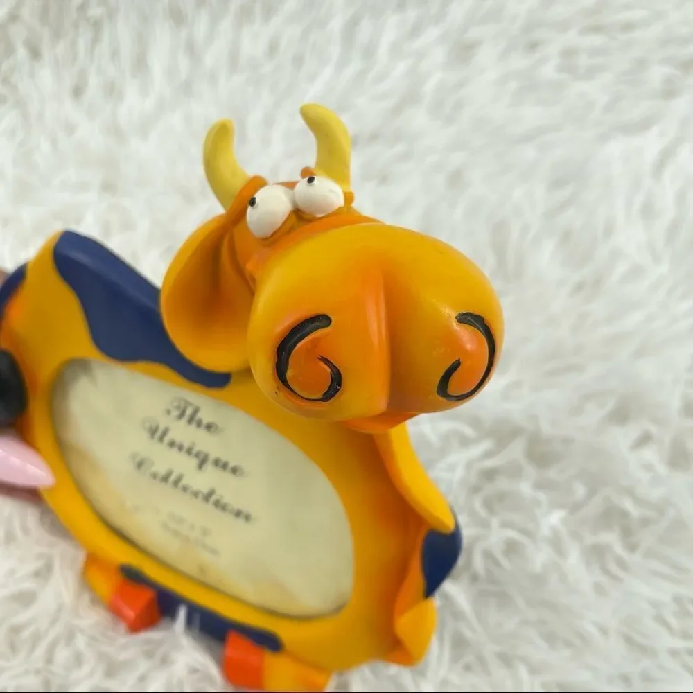 The Unique Collection 3.5” x 5” Rare 3D Orange Bull Decor Kid’s Picture Frame